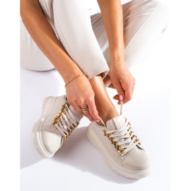 Adidași de damă bej cu lanț Shelovet 1