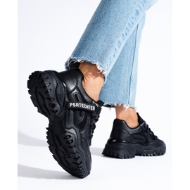 Seastar Adidasi negri Shelovet de dama cu talpa groasa negru 2