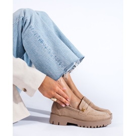 Pantofi de dama clasici din piele intoarsa bej deschis de la Shelovet 1