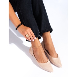 Balerini Shelovet de damă bej din piele intoarsa 1