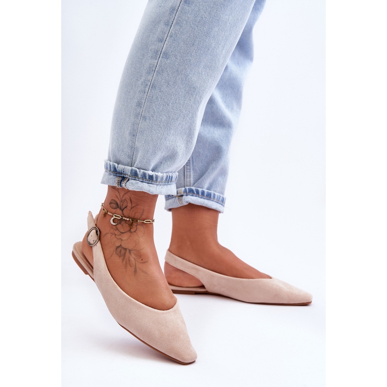 PS1 Balerini Kenra pentru femei, bej, din piele intoarsa 1