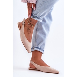 PS1 Balerini Kenra pentru femei, bej, din piele intoarsa 2