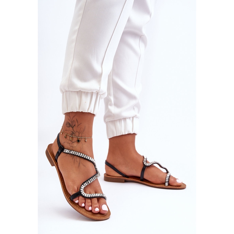 Sandale cu slip-on decorate Hayen de damă negru 2 Sandale cu slip-on decorate Hayen de damă negru 2