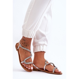 Sandale cu slip-on pentru femei Hayen Silver, cu ornamente argint 2