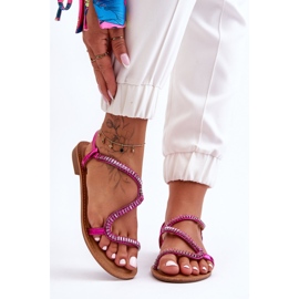 Sandale de damă Hayen cu slip-on cu ornamente roz 1