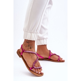 Sandale de damă Hayen cu slip-on cu ornamente roz 2