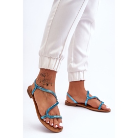 Sandale cu slip-on decorate Hayen albastre de damă albastru 1