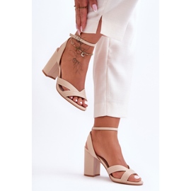 Sandale Clasice Piele Pe Toc Zipola Bej 2