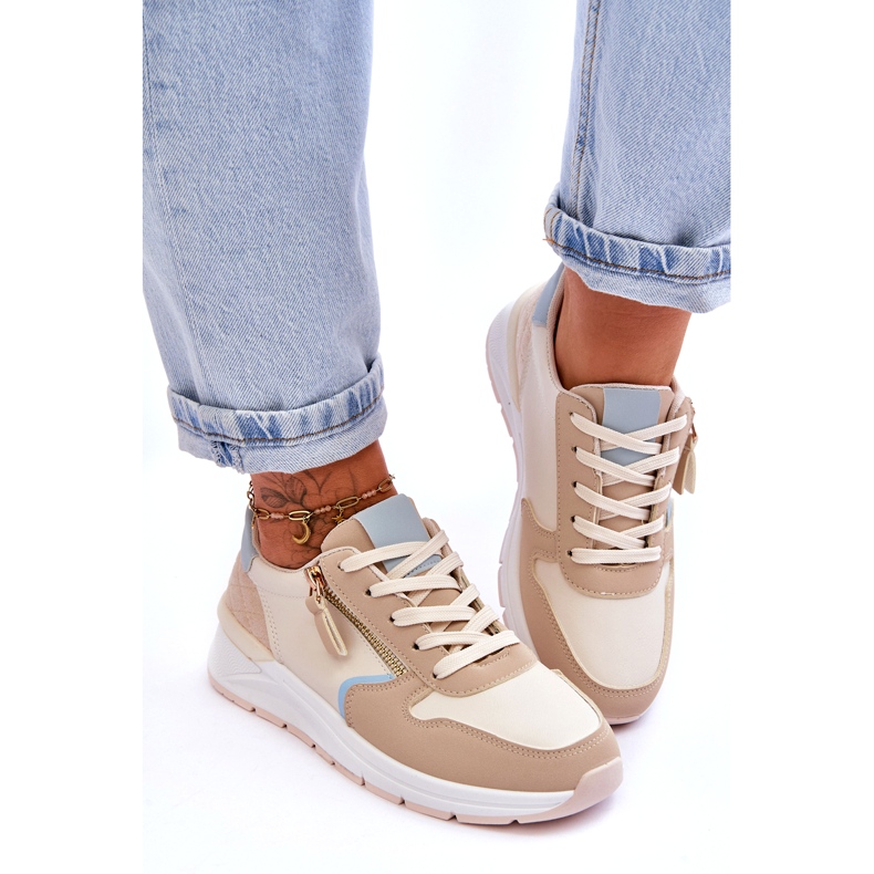 PA1 Pantofi Sport Dama Cu Fermoar Bej Larisa 3