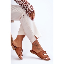 Papuci de damă maro împodobiți cu Sherry 1 Papuci de damă maro împodobiți cu Sherry 1