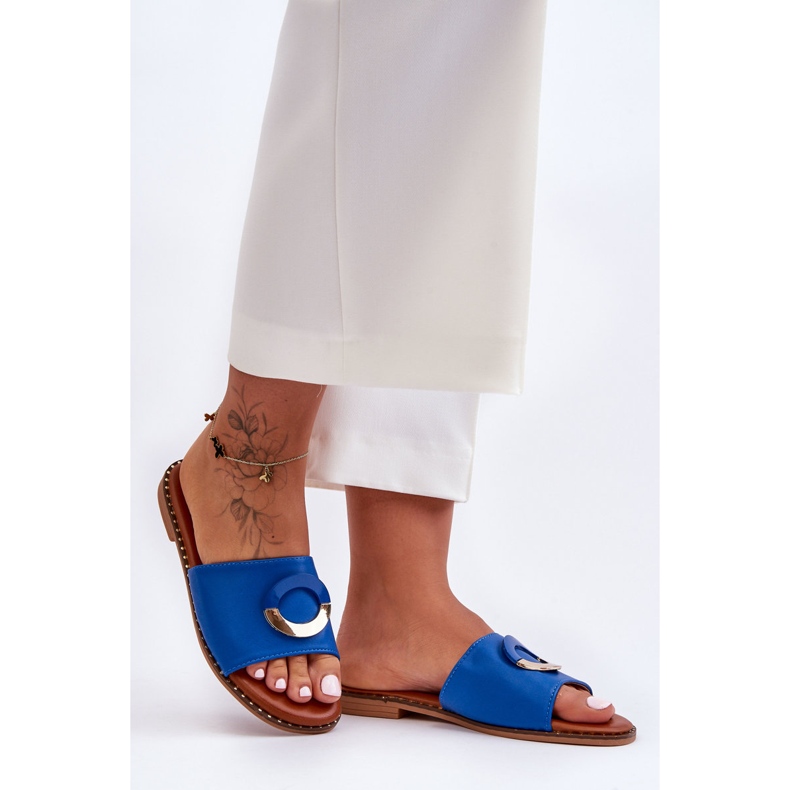 Papuci de damă cu împodobiți cu Sherry albastru 1