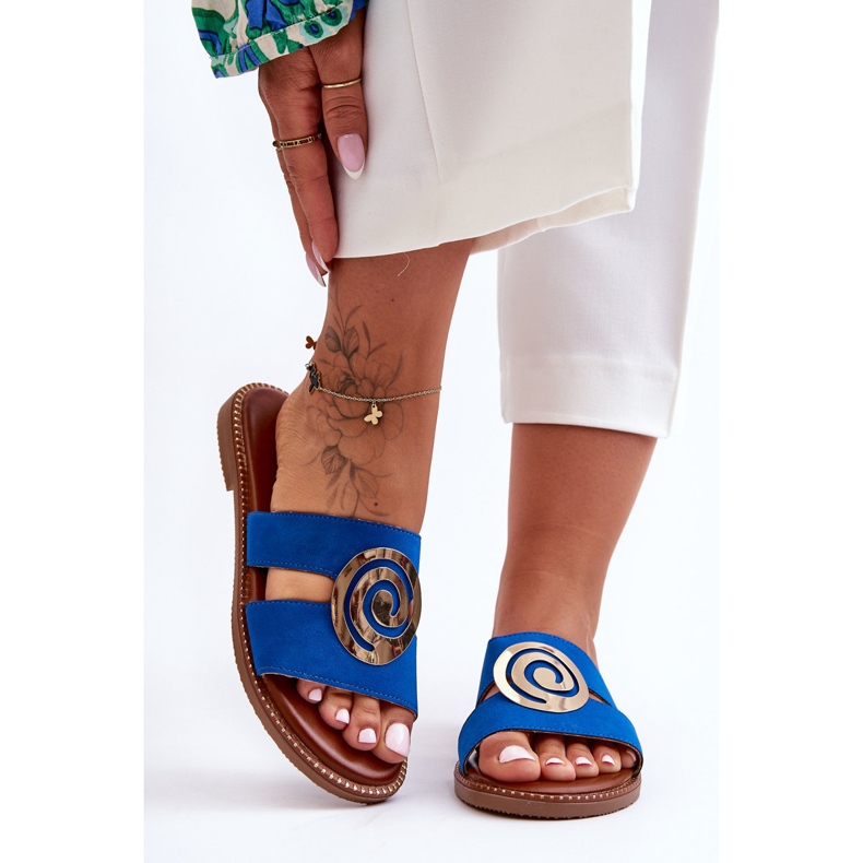 Papuci la modă, cu oglindă, albastru, respirație adâncă 2