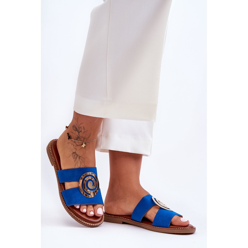 Papuci la modă, cu oglindă, albastru, respirație adâncă 1