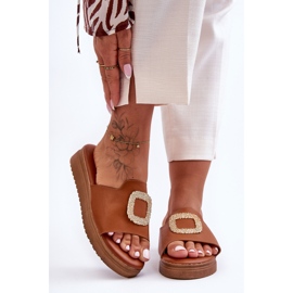 Papuci De Dama Denicia Maro Platforma Cu Decorat 2