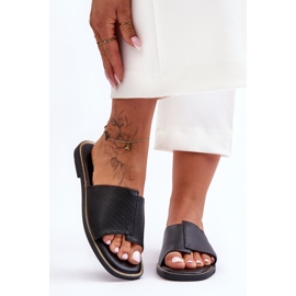 Papuci de damă Black Harmony din piele negru 1