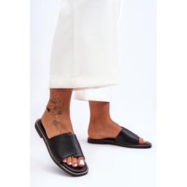 Papuci de damă Black Harmony din piele negru 2