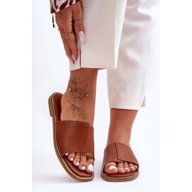 Papuci de damă Camel Harmony din piele maro 2 Papuci de damă Camel Harmony din piele maro 2