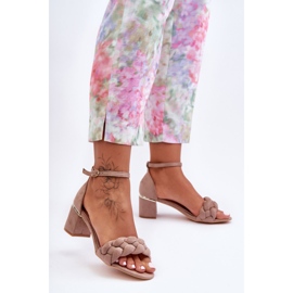 PS1 Sandale împletite din piele intoarsa Essenza bej închis 1