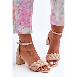 Sandale din piele intoarsa Bej Essenza 1