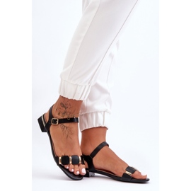 Sandale de damă cu curea decorativă neagră Adissa negru 1