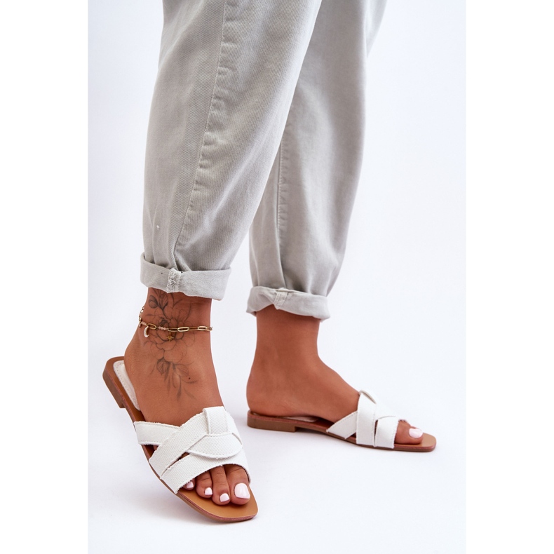 Papuci de Damă Pânză Alb Aversa 2