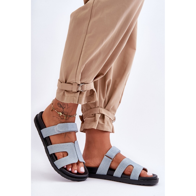 FJ1 Papuci de damă din pânză cu velcro, albastru deschis Jose 1 FJ1 Papuci de damă din pânză cu velcro, albastru deschis Jose 1