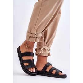 Sandale Clasice Damă Piele Cu Velcro Negru Amedon 1