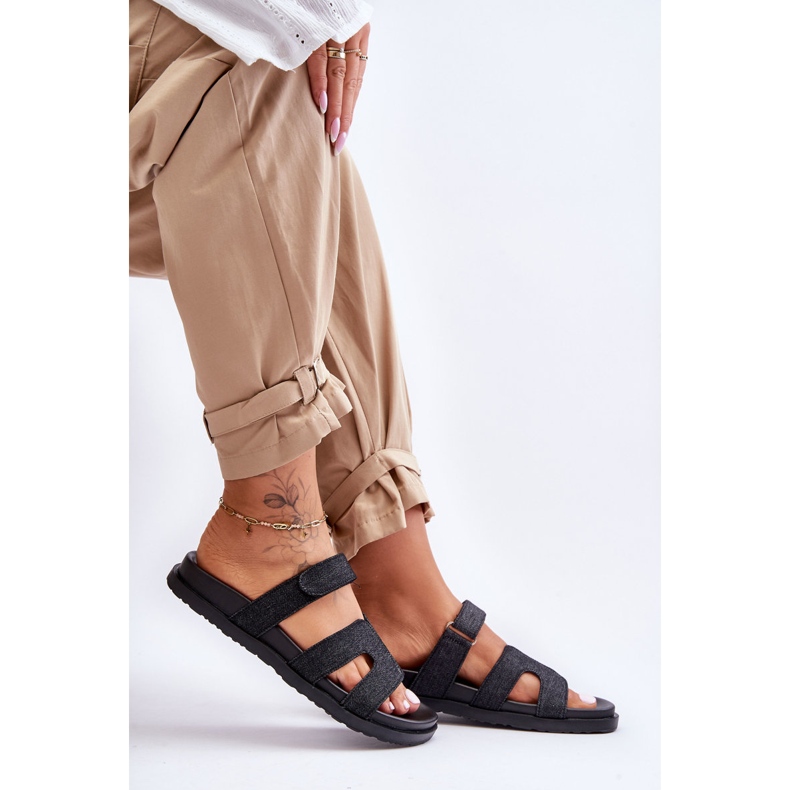 Papuci Damă Pânză Velcro Negru Jose 1