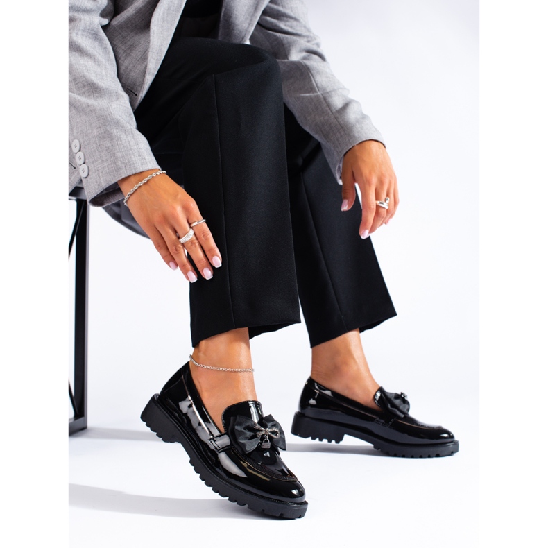 SHELOVET Mocasini cu arc negru 1