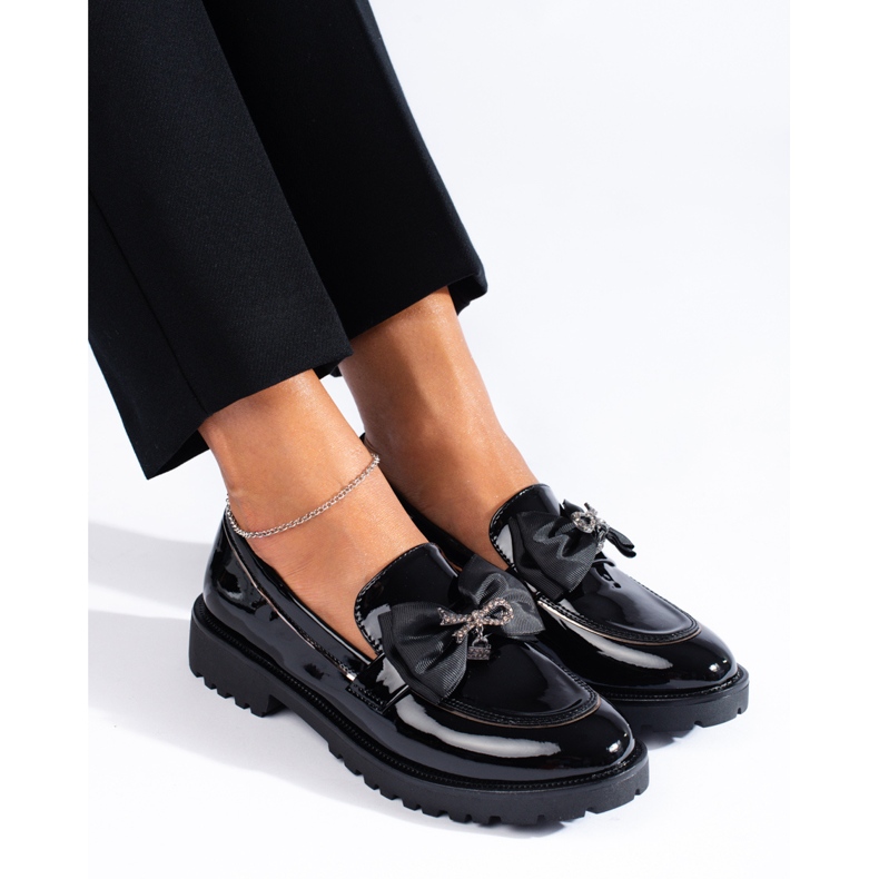SHELOVET Mocasini cu arc negru 2