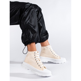 Tenisi de damă înalți din material textil Shelovet bej 1