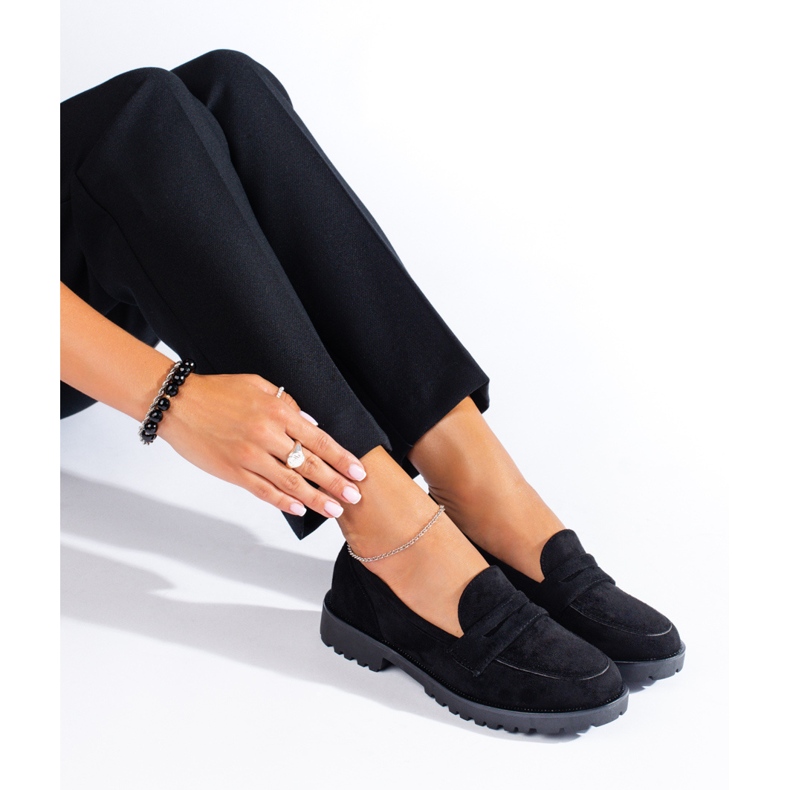 Pantofi de dama din piele intoarsa neagra Shelovet negru 1