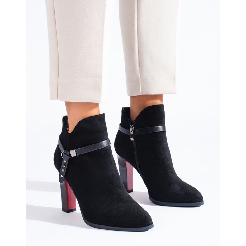 Cizme cu toc Shelovet din piele intoarsa negru 1