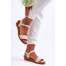 Sandale Arya Classic Low Wedge Bej 1