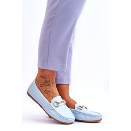 Mocasini clasici din piele albastru deschis Verona 4