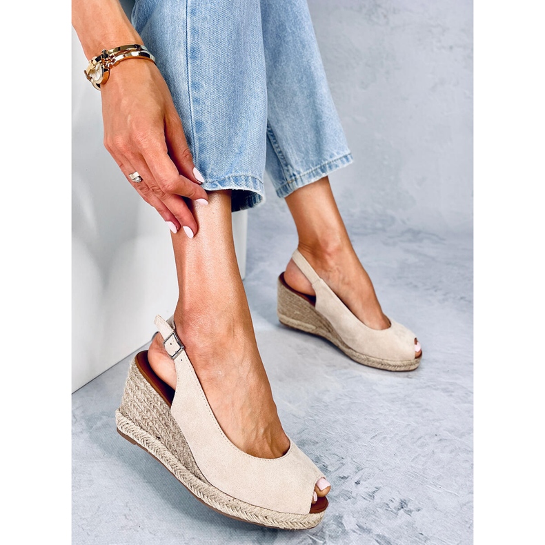 Espadrile cu pană cu vârf deschis Nevil Beige bej 2 Espadrile cu pană cu vârf deschis Nevil Beige bej 2