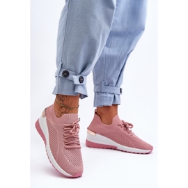 PG1 Pantofi Sport Slip-On Tesatura Pink Visconti Wedge roz 2
