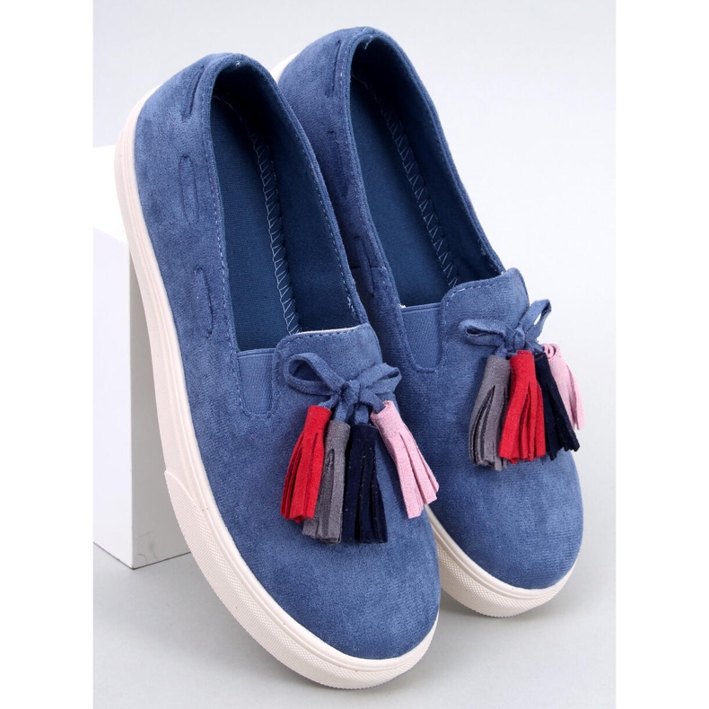 Tenisi Salma Jeans cu franjuri albastru 1 Tenisi Salma Jeans cu franjuri albastru 1