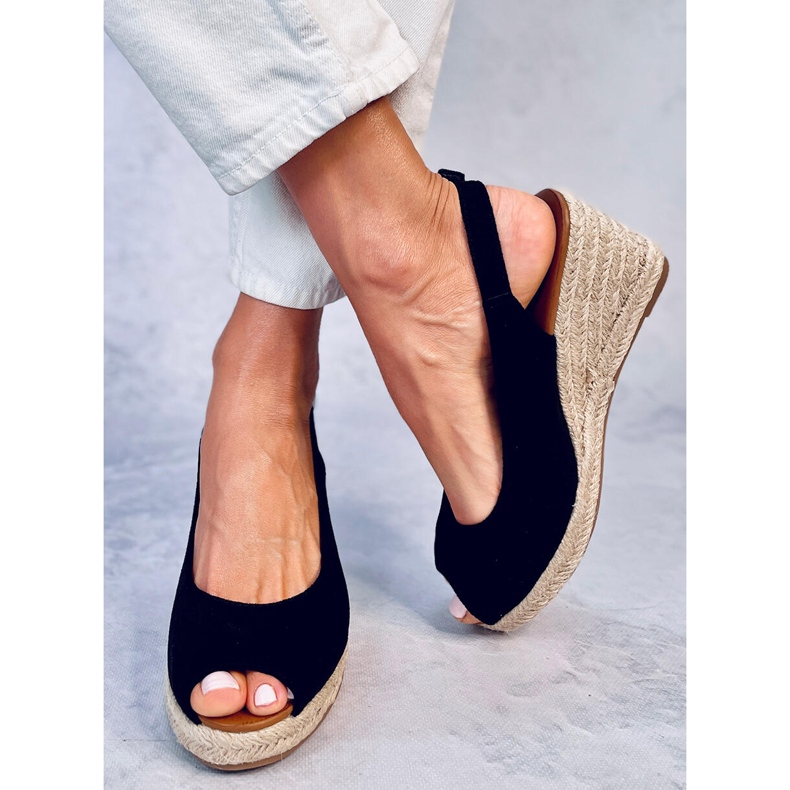 Espadrile Nevil Black cu vârf deschis negru 1