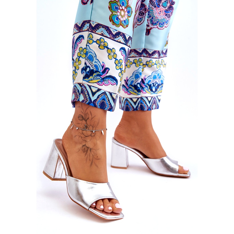 Flip-flops din piele eco-lebală argintie 1