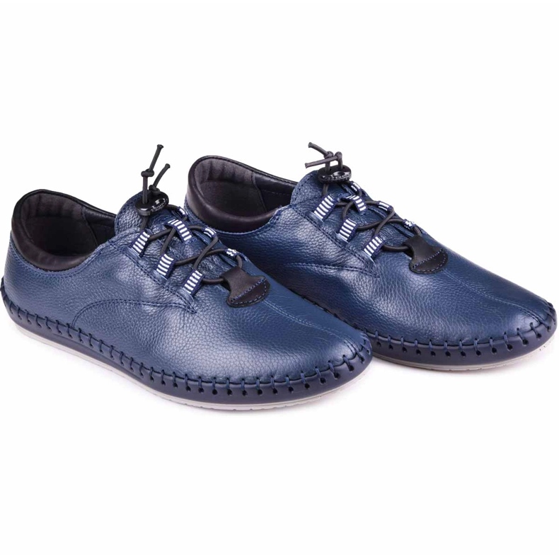 Kampol Pantofi din piele pentru bărbați casual 337/63 Față albastră bleumarin albastru 6 Kampol Pantofi din piele pentru bărbați casual 337/63 Față albastră bleumarin albastru 6