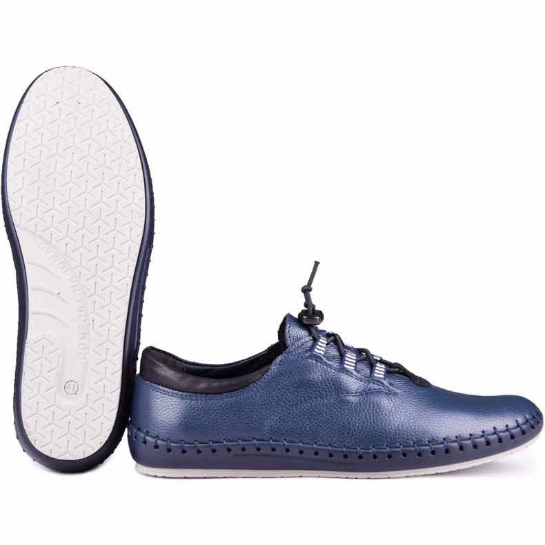 Kampol Pantofi din piele pentru bărbați casual 337/63 Față albastră bleumarin albastru 5 Kampol Pantofi din piele pentru bărbați casual 337/63 Față albastră bleumarin albastru 5