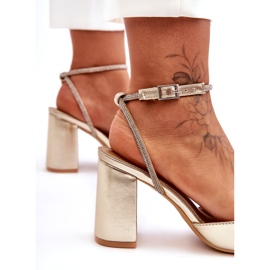 Pompe din piele ecologică cu curea decorativă, Golden Lirosa de aur 4