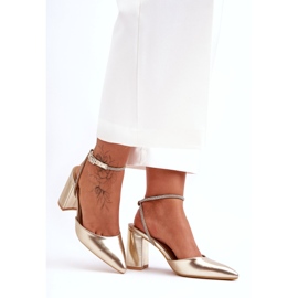 Pompe din piele ecologică cu curea decorativă, Golden Lirosa de aur 5