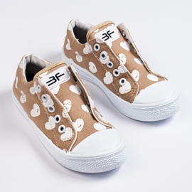 SHELOVET Tenisi slip-on bej pentru fete 3F hearts 1
