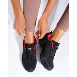 Pantofi de trekking pentru femei DK, impermeabili, negri și roșii negru roșu 1