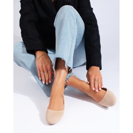 Balerini confortabili din piele intoarsa bej 1