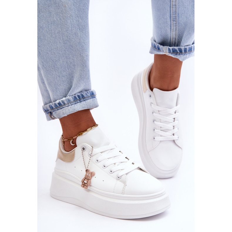 PS1 Pantofi sport de damă pe o platformă masivă alb și auriu Mariell 1 PS1 Pantofi sport de damă pe o platformă masivă alb și auriu Mariell 1