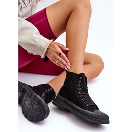 PS1 Tenisi de damă din piele intoarsa, negri, Eleamia negru 2