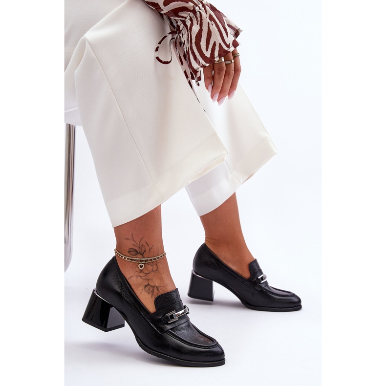 Lemar Pompe confortabile din piele neagră Damira negru 2